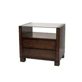 Bailey Bedside Table with Glass Top